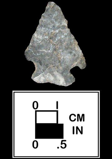 Kirk Corner notched point from site 18WAX96-1 (Houck Coll)